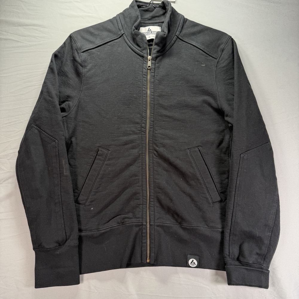 American Giant Moto Jacket Mens Medium Black Zip Up Heavyweight Sweatshirt